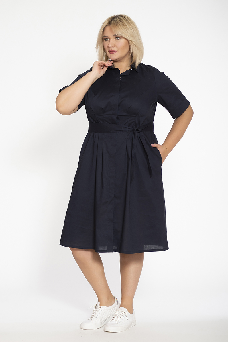 Платье 255-36-04М темн. синее хлопок