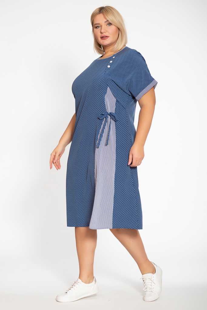 Платье 168-36-16М голубое горох