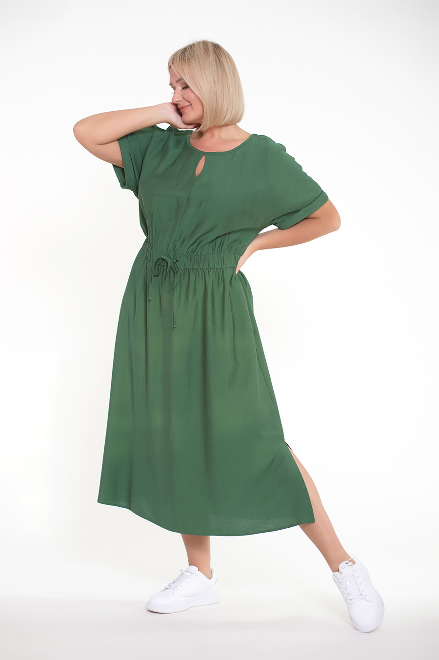 Платье 184-38-74М изумрудный, капля